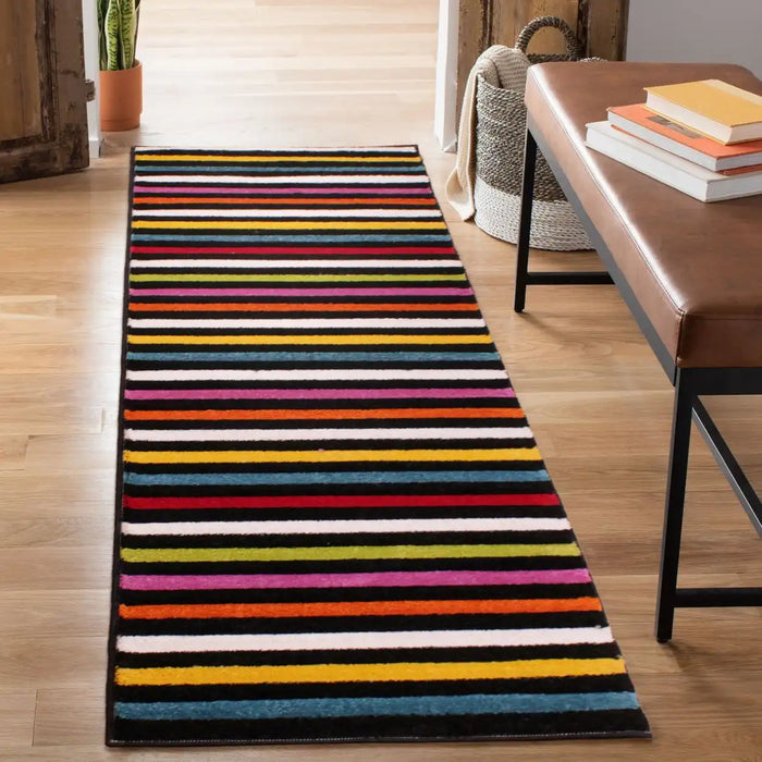URCO spectra stilo Black, Multicoloured Living Room Geometric Rug.