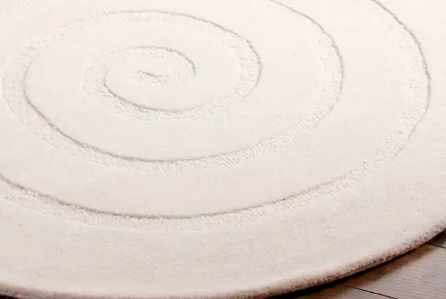 Think Rugs spiral ivory Ivory  Wool Rug.