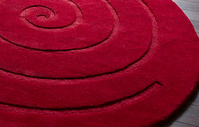Think Rugs spiral red Red  Wool Rug.