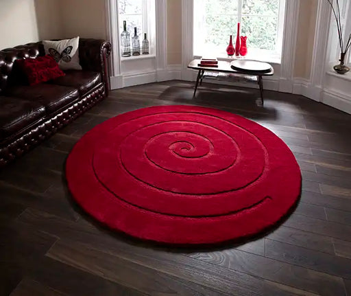 Think Rugs spiral red Red  Wool Rug.