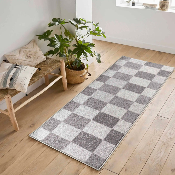 Serdim Rugs gel back square grey Grey Living Room Geometric Rug.