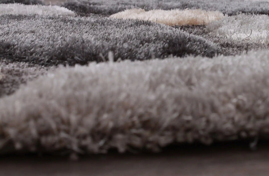 URCO 3d carved stepping stones grey Grey Living Room Geometric Rug.