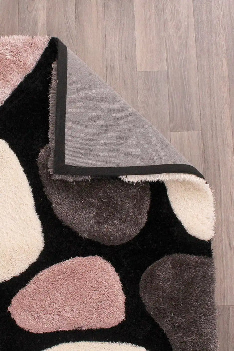 URCO 3d carved stepping stones blush Multicoloured, Pink Living Room Geometric Rug.