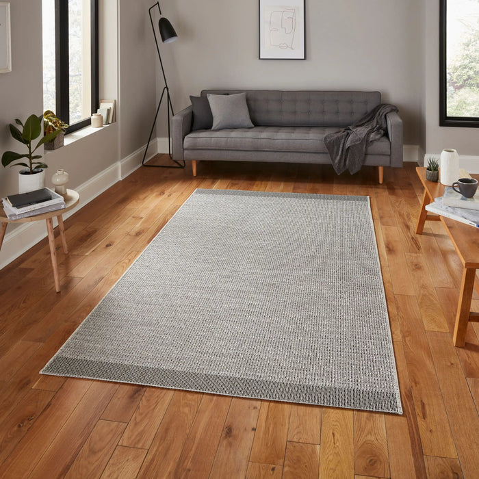 Think Rugs stitch outdoor stitch 9682 silver black Grey, Black Outdoor  Flat Weave Rug.