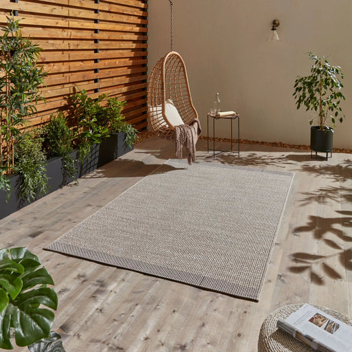 Think Rugs stitch outdoor stitch 9683 beige black Beige, Black Outdoor  Flat Weave Rug.