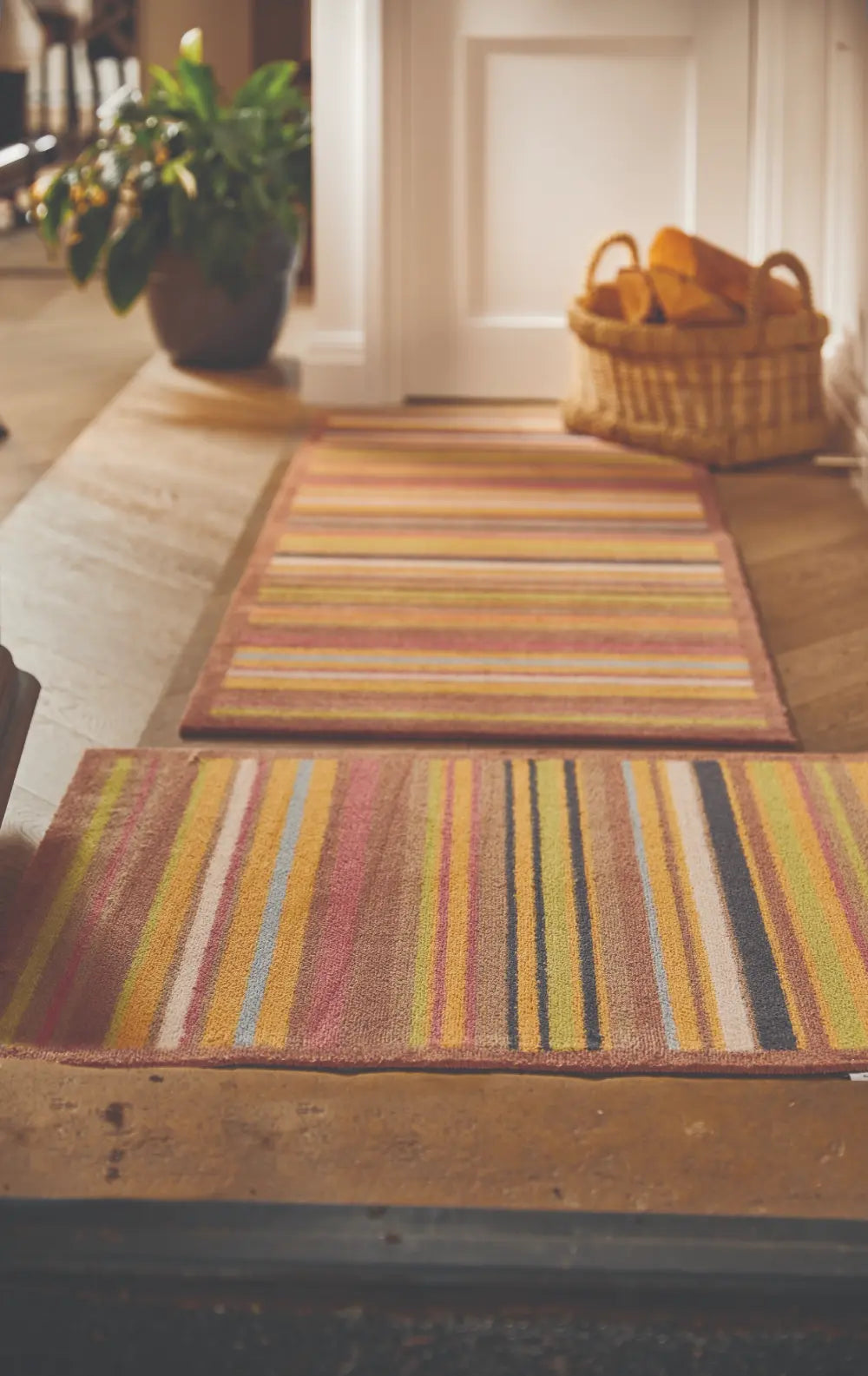 Patterned Hug Rug Stripe 70 Runner Multicoloured Rug — RugsDirect Online
