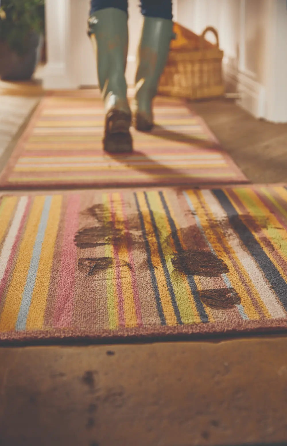 Patterned Hug Rug Stripe 70 Multicoloured Rug — RugsDirect Online