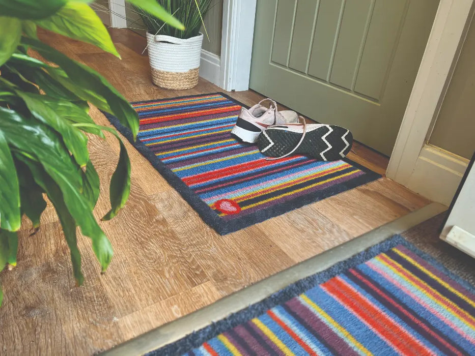 Patterned Hug Rug Stripe 85 Runner Multicoloured Rug — RugsDirect Online