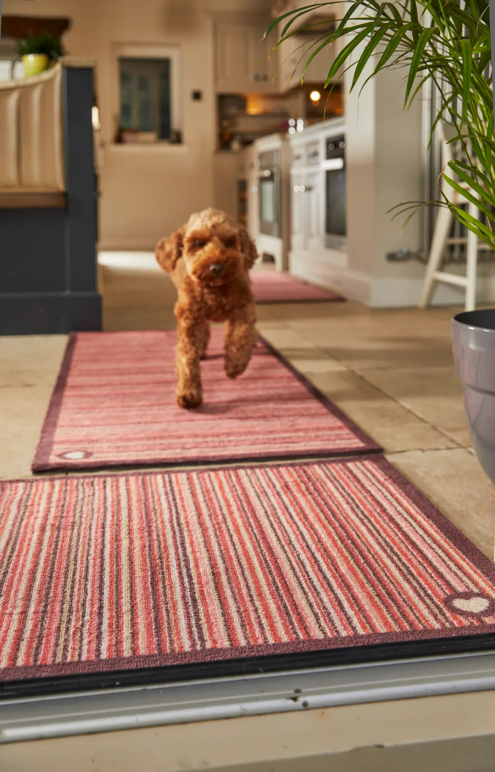 Patterned Hug Rug Red Stripe 2 Runner Multicoloured Rug — RugsDirect Online