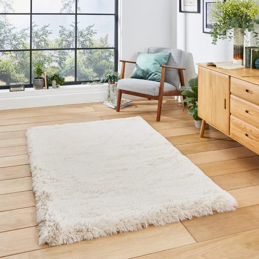 Think Rugs super teddy beige Beige Living Room Shaggy Rug.