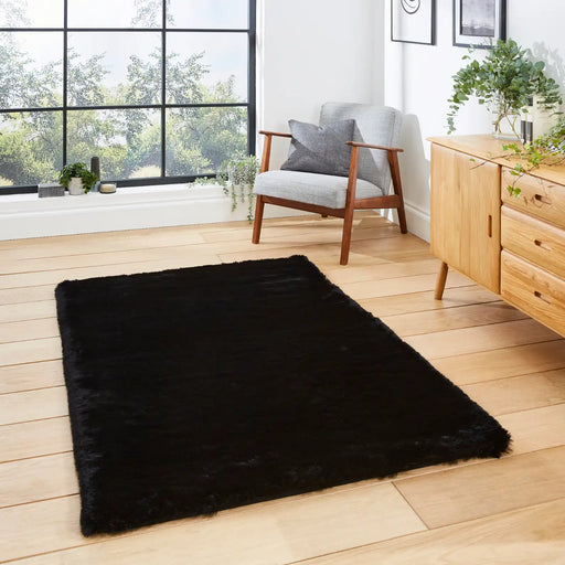 Think Rugs super teddy black Black Living Room Shaggy Rug.