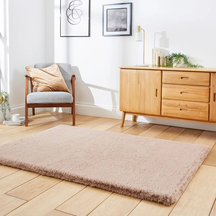 Think Rugs super teddy mink Brown Living Room Shaggy Rug.
