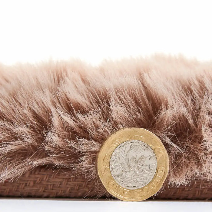 Think Rugs super teddy mink Brown Living Room Shaggy Rug.