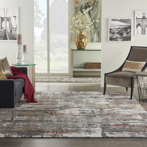 Nourison tangra tnr02 grey multi Grey, Multicoloured Living Room  Rug.