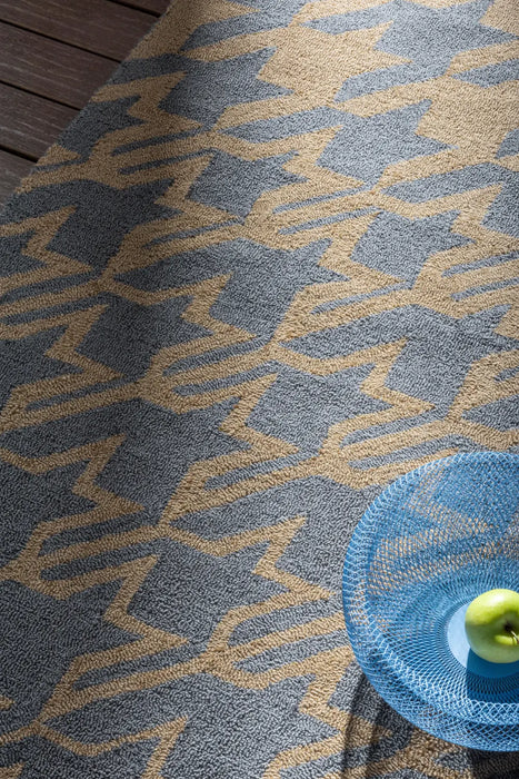 In-Outdoor Ted Baker Houndstooth Washed Blue outdoor 455708 Rug