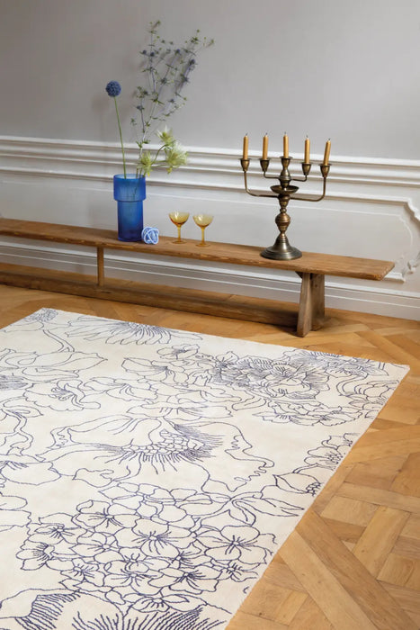 Linear Floral Ted Baker Blue 162508 Rug