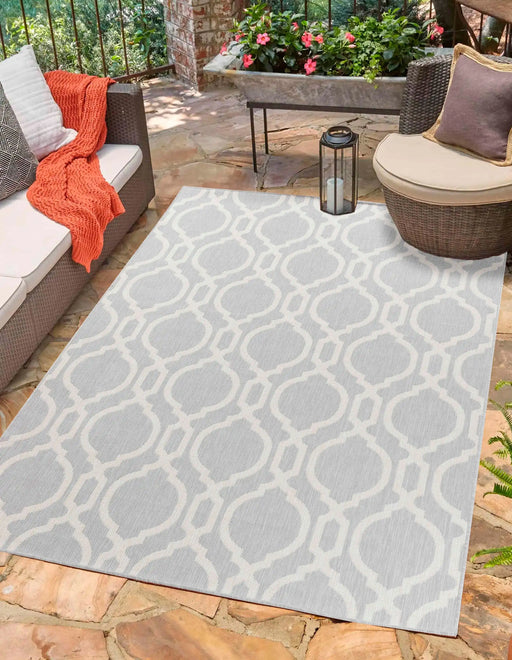Serdim Rugs sky outdoor trellis silver Grey Living Room Floral Rug.