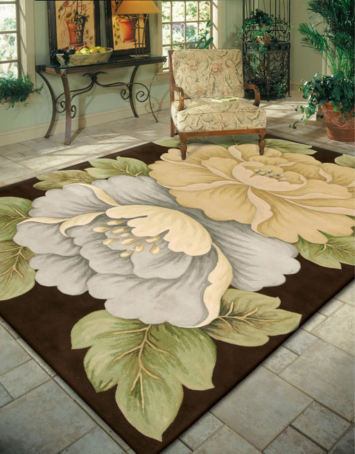 Nourison tropics nourison ts09 brown Brown Living Room Wool Rug.