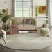Nourison twilight nourison twi06 ivory navy Green, Ivory Living Room Wool Rug.