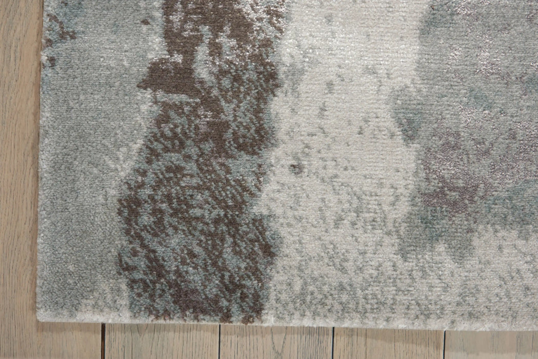 Nourison twilight nourison twi07 sea mist Green, Black Living Room Wool Rug.