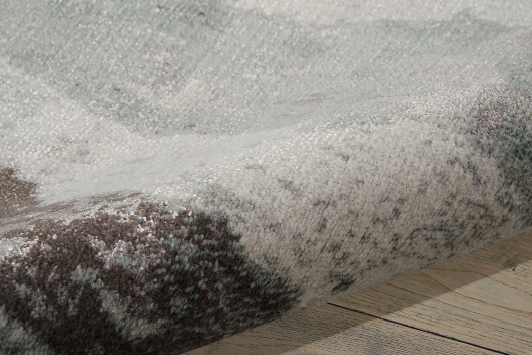 Nourison twilight nourison twi07 sea mist Green, Black Living Room Wool Rug.