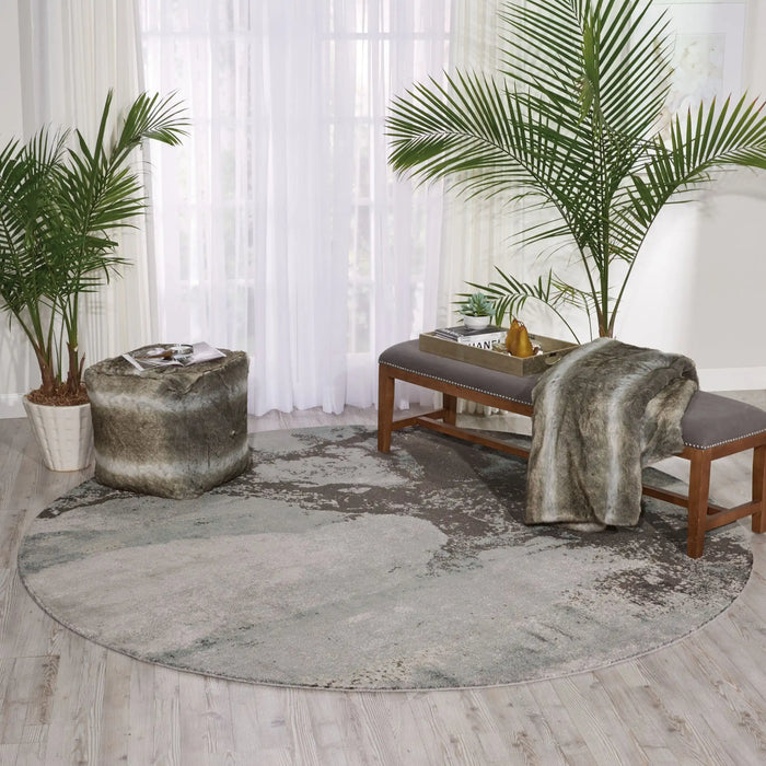 Nourison twilight nourison twi07 sea mist Green, Black Living Room Wool Rug.