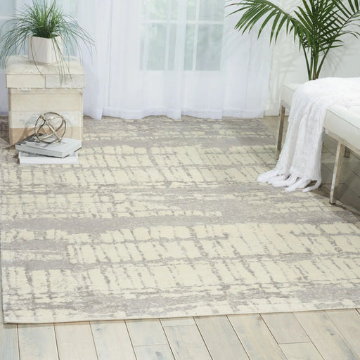 Nourison twilight nourison twi10 ivory Grey, Beige Living Room Wool Rug.