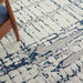 Nourison twilight nourison twi10 ivory navy Blue, Ivory, Navy Living Room Wool Rug.