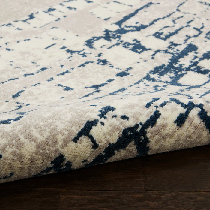 Nourison twilight nourison twi10 ivory navy Blue, Ivory, Navy Living Room Wool Rug.