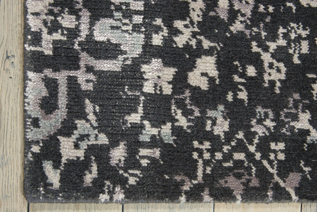 Nourison twilight nourison twi13 onyx Black, Multicoloured Living Room Wool Rug.