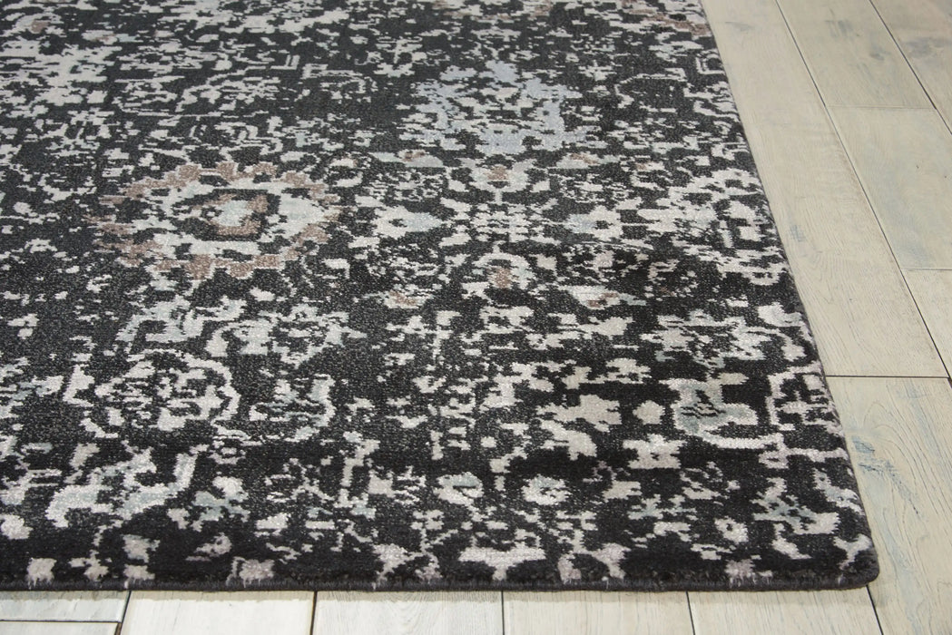 Nourison twilight nourison twi13 onyx Black, Multicoloured Living Room Wool Rug.