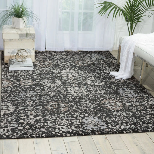 Nourison twilight nourison twi13 onyx Black, Multicoloured Living Room Wool Rug.