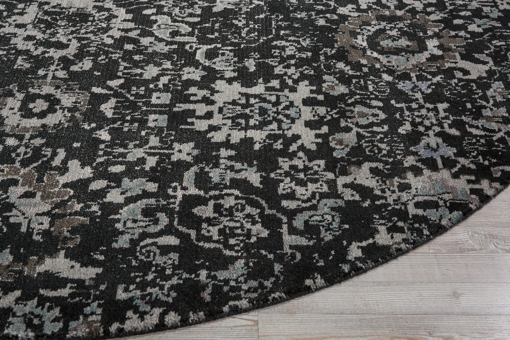 Nourison twilight nourison twi13 onyx Black, Multicoloured Living Room Wool Rug.