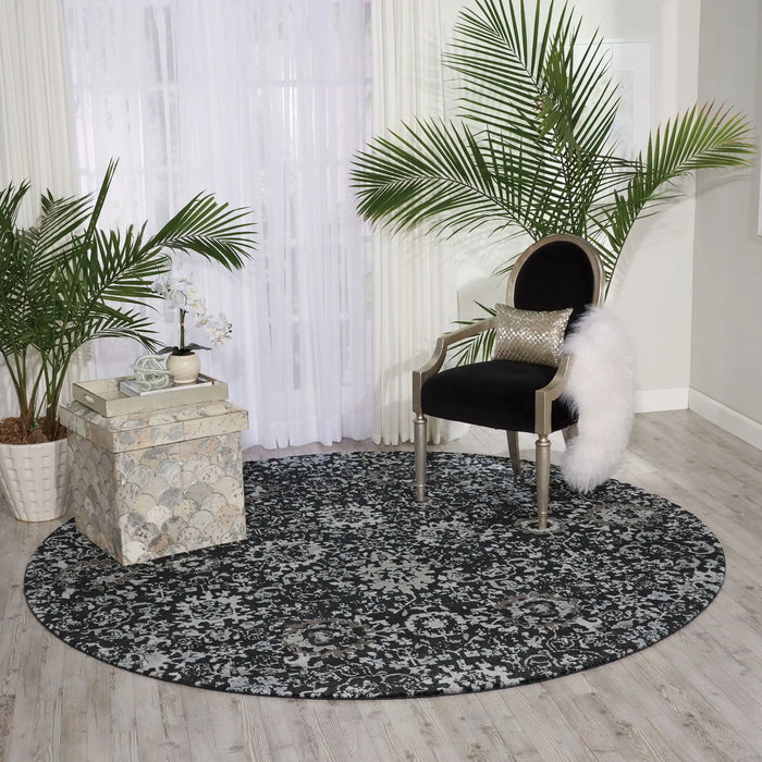Nourison twilight nourison twi13 onyx Black, Multicoloured Living Room Wool Rug.
