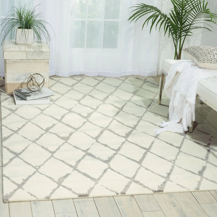 Nourison twilight nourison twi15 ivory grey Beige Living Room Wool Rug.