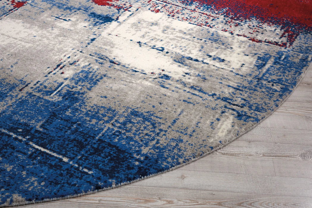 Nourison twilight nourison twi19 multi Blue, Multicoloured Living Room Wool Rug.
