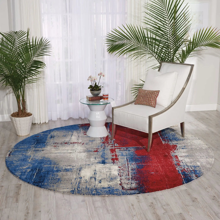 Nourison twilight nourison twi19 multi Blue, Multicoloured Living Room Wool Rug.