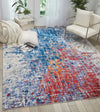 Nourison twilight nourison twi25 red blue Blue, Multicoloured, Red Living Room Wool Rug.