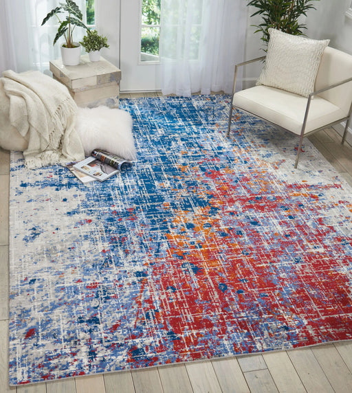 Nourison twilight nourison twi25 red blue Blue, Multicoloured, Red Living Room Wool Rug.