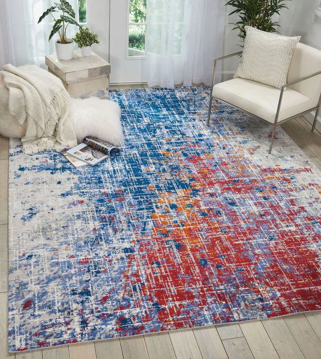 Nourison twilight nourison twi25 red blue Blue, Multicoloured, Red Living Room Wool Rug.