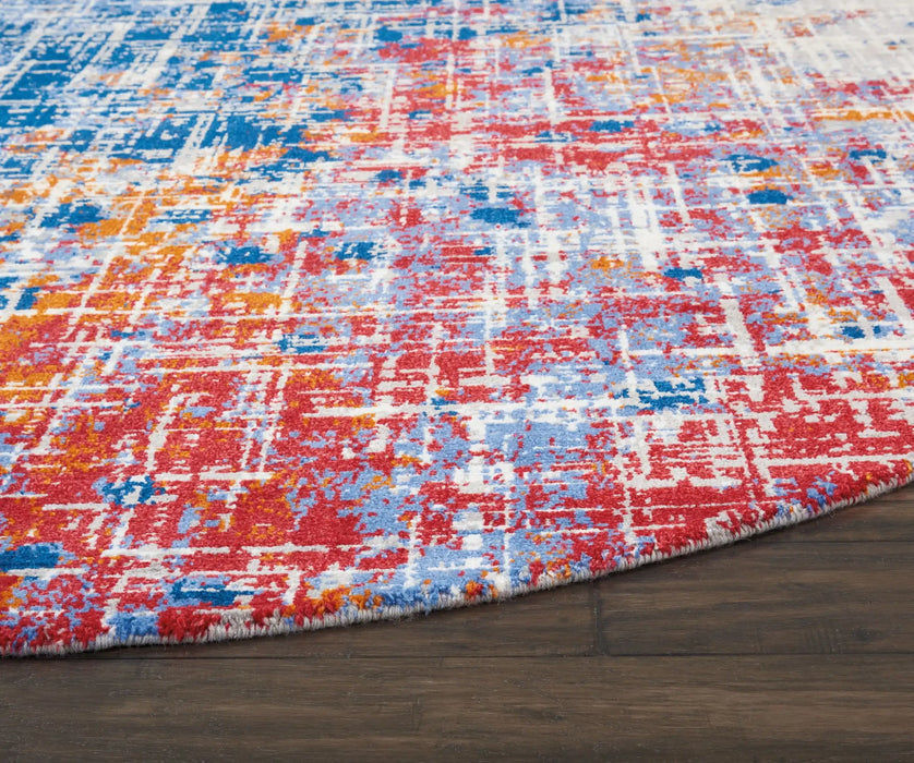 Nourison twilight nourison twi25 red blue Blue, Multicoloured, Red Living Room Wool Rug.