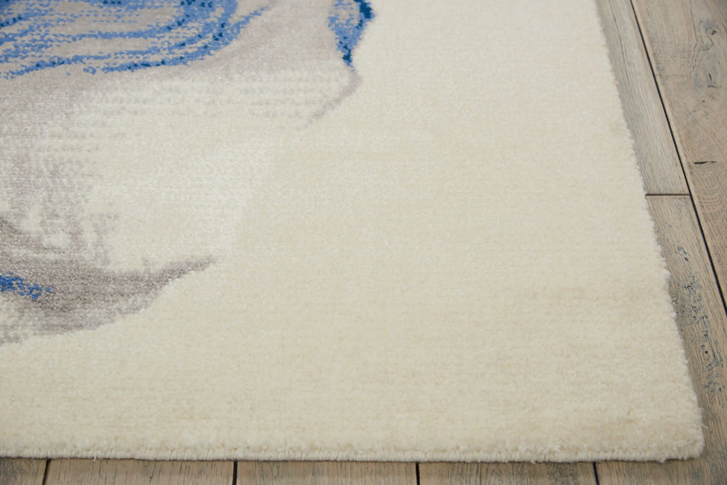 Nourison twilight nourison twi27 ivory blue Blue, Beige, Multicoloured Living Room Wool Rug.