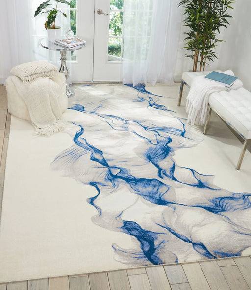 Nourison twilight nourison twi27 ivory blue Blue, Beige, Multicoloured Living Room Wool Rug.