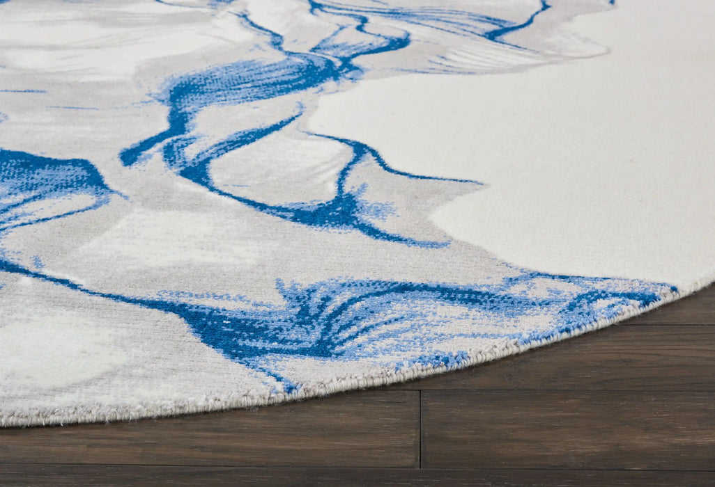 Nourison twilight nourison twi27 ivory blue Blue, Beige, Multicoloured Living Room Wool Rug.