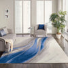 Nourison twilight nourison twi28 ivory grey blue Blue, Beige, Multicoloured Living Room Wool Rug.