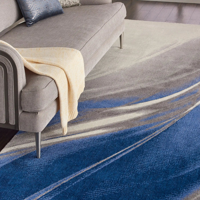 Nourison twilight nourison twi28 ivory grey blue Blue, Beige, Multicoloured Living Room Wool Rug.
