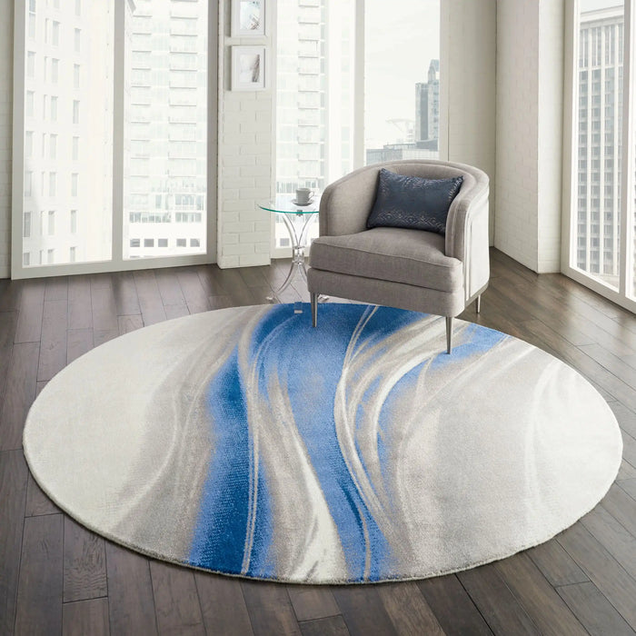 Nourison twilight nourison twi28 ivory grey blue Blue, Beige, Multicoloured Living Room Wool Rug.
