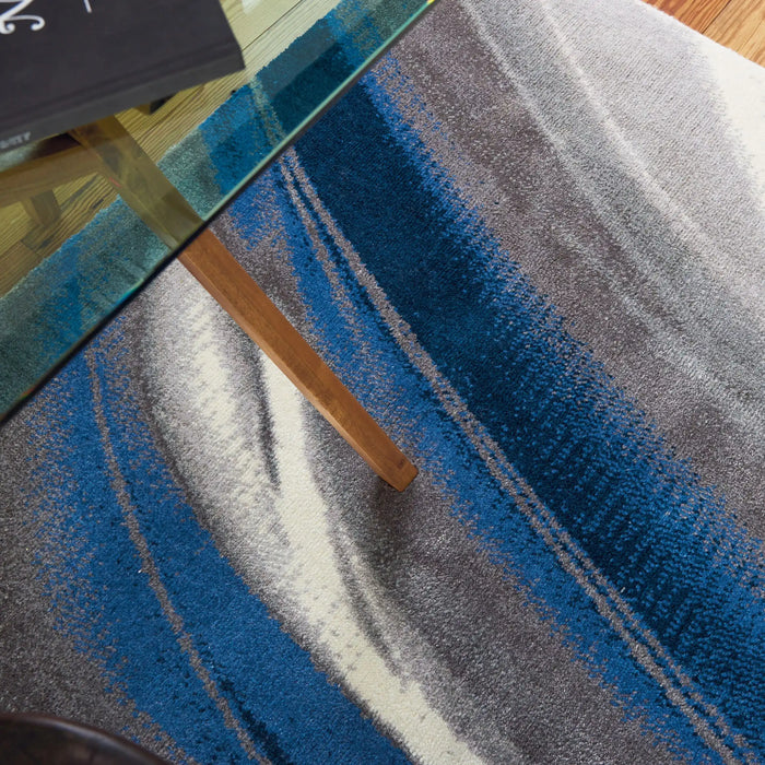 Nourison twilight nourison twi28 ivory grey blue Blue, Beige, Multicoloured Living Room Wool Rug.