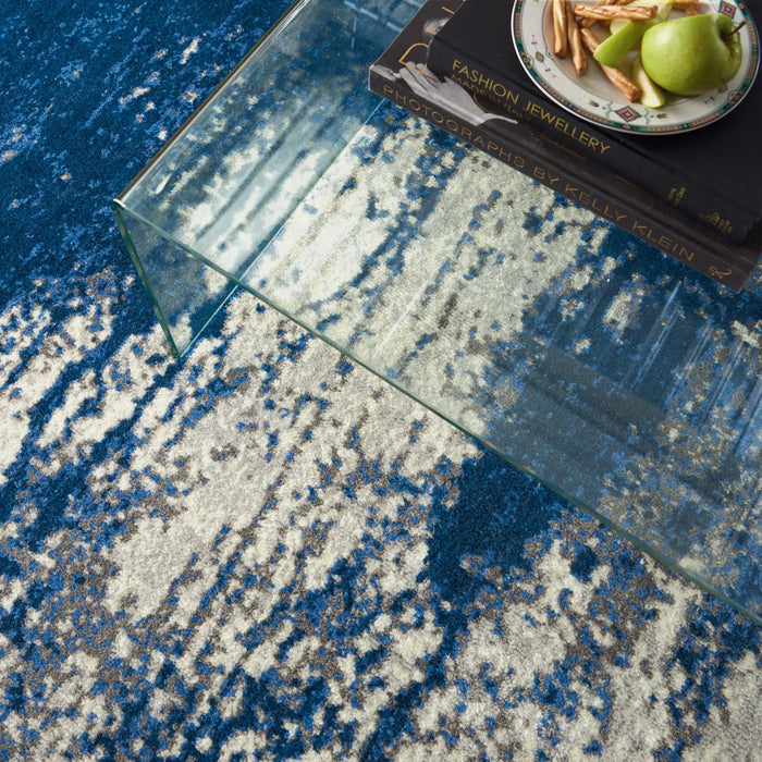 Nourison twilight nourison twi29 ivory blue Blue, Beige, Multicoloured Living Room Wool Rug.