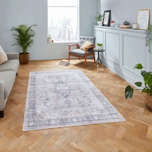 Think Rugs tabriz washable h1156 beige Beige Living Room Washable Rug.